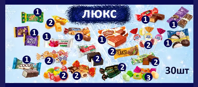 Солодкий подарунок Люкс "Чарівна ніч" у картонному пакуванні, 410г — Картонна упаковка