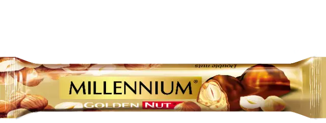 Батончик Millennium Double Nuts чор з начинкою та цілими ліс. гор.