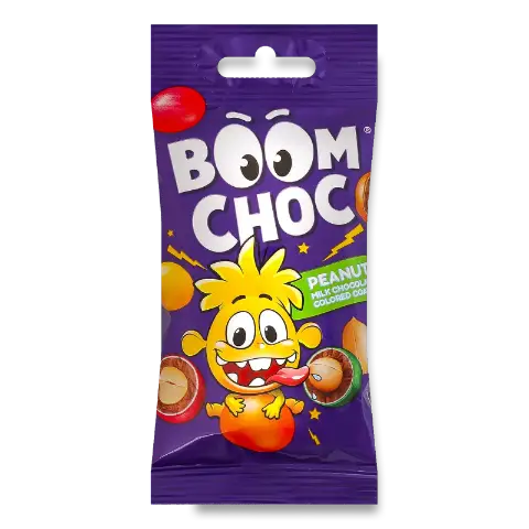 Драже BOOM CHOC арахіс у мол шок та різнокольоровій глазурі 45г