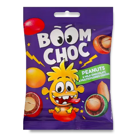Драже BOOM CHOC арахіс у мол шок та різнокольоровій глазурі 80г