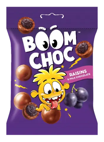 Драже BOOM CHOC родзинки у молочному шоколаді 90г