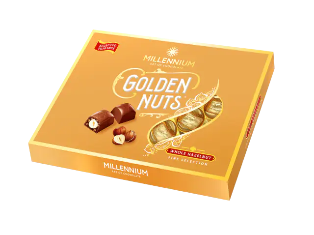 Цукерки Millennium Golden Nut з начинкою та цілими горіхами 130г