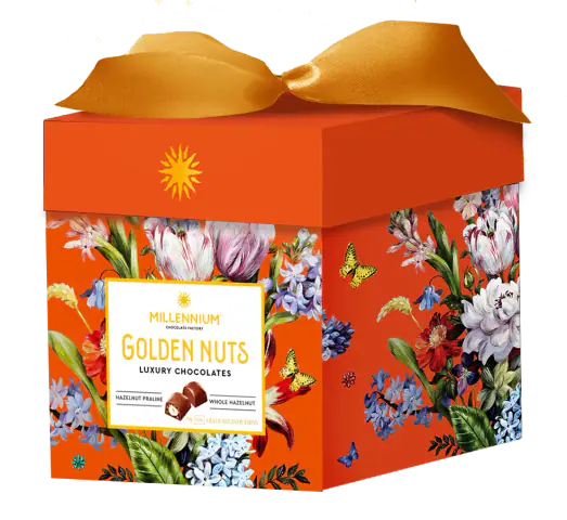 Цукерки Millennium Golden Nut з начинкою та цілими горіхами 150г