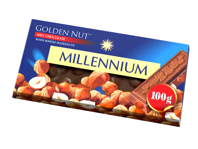 Шоколад Millennium Gold з цілим горіхом молочний 100г