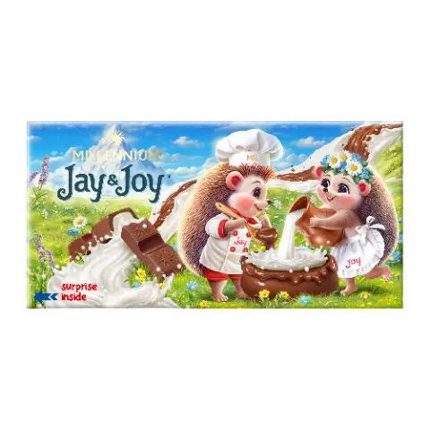 Шоколад Millennium Jay&Joy молочний з молочною начинкою 90г