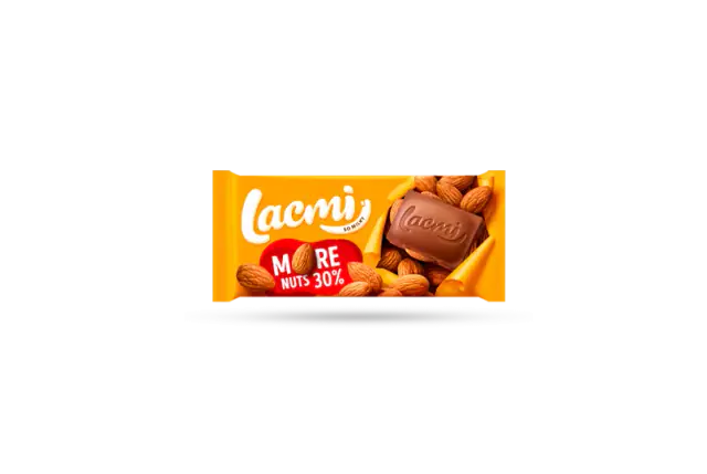 Шоколад Lacmi молочний з цільним мигдалем 90г ROSHEN