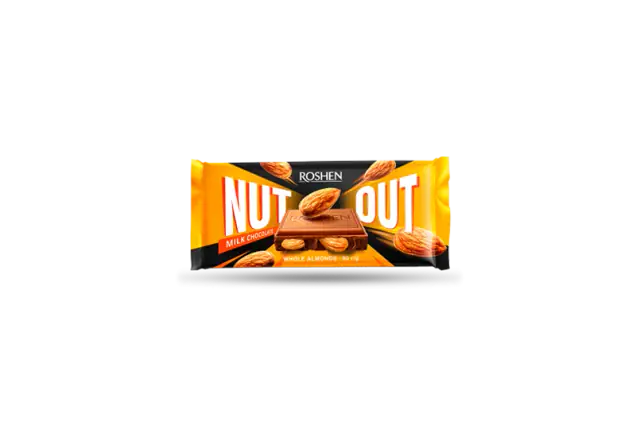 Шоколад NUТ OUT молочний з підсоленим мигдалем 90г ROSHEN