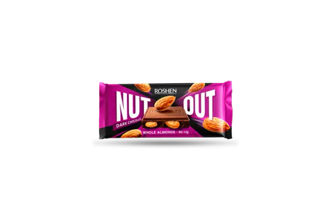 Шоколад NUТ OUT чорний з підсоленим мигдалем 90г ROSHEN