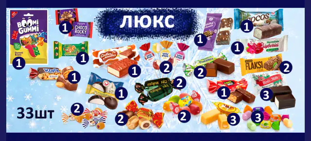 Солодкий подарунок Люкс "Зимові друзі" у картонному пакуванні, 510г — Картонна упаковка