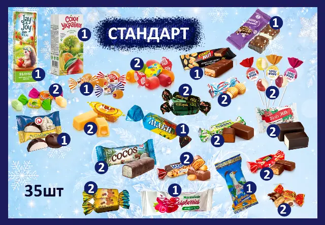 Солодкий подарунок "Грайливий сніговичок" у картонному пакуванні, 710г — Картонна упаковка